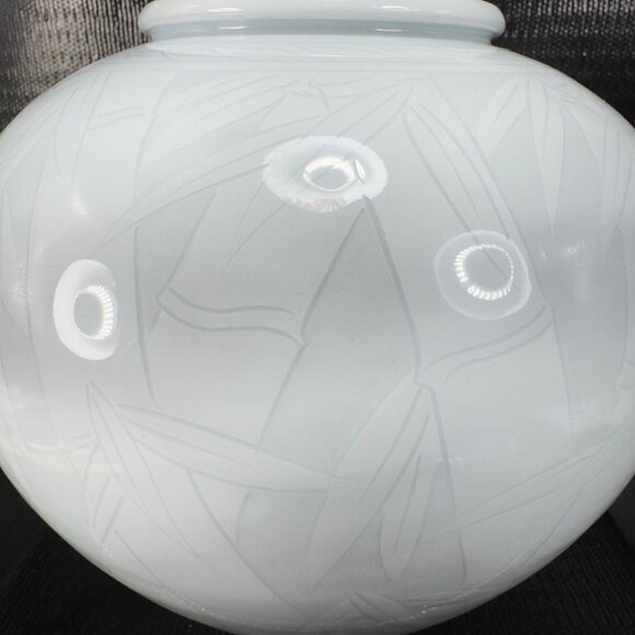 Celadon Pottery Vessel Vase With Bamboo Pattern Light Green Artist Signed Vase - Picture 9 of 15